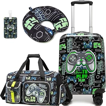 Kids Luggage Set 3 Piece Suitcase Set 16" Hardside Luggage with Spinner Wheels Girls Boys Carry on Toddler Suitcase with Travel Duffle Bag Airline Approved