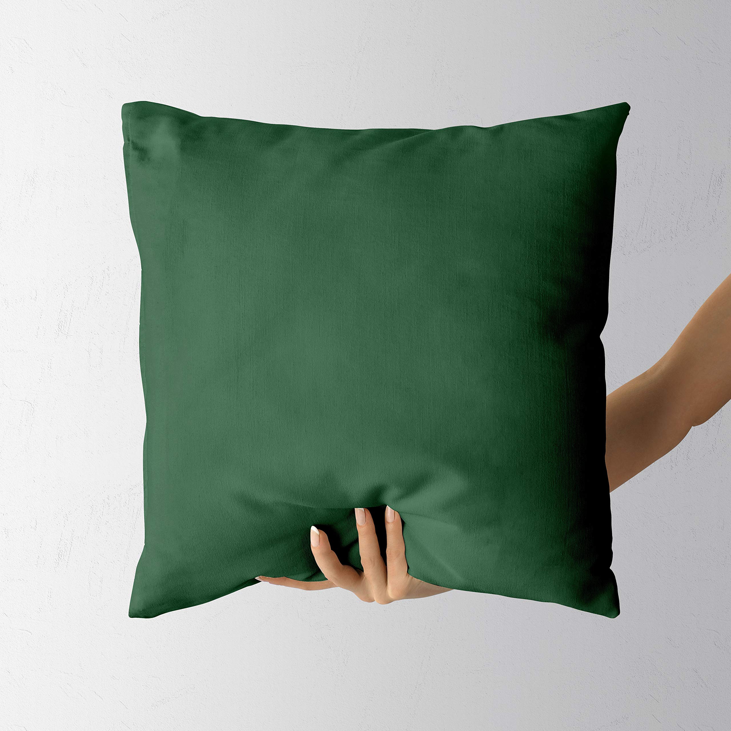 Cushion Cover- Set of 2 Covers- for Sofa Couch Bed Deevan Chair- Bottle Green 18x18 inch (45x45 cm) Cotton Plain Removable Cover, Insert not Included 3