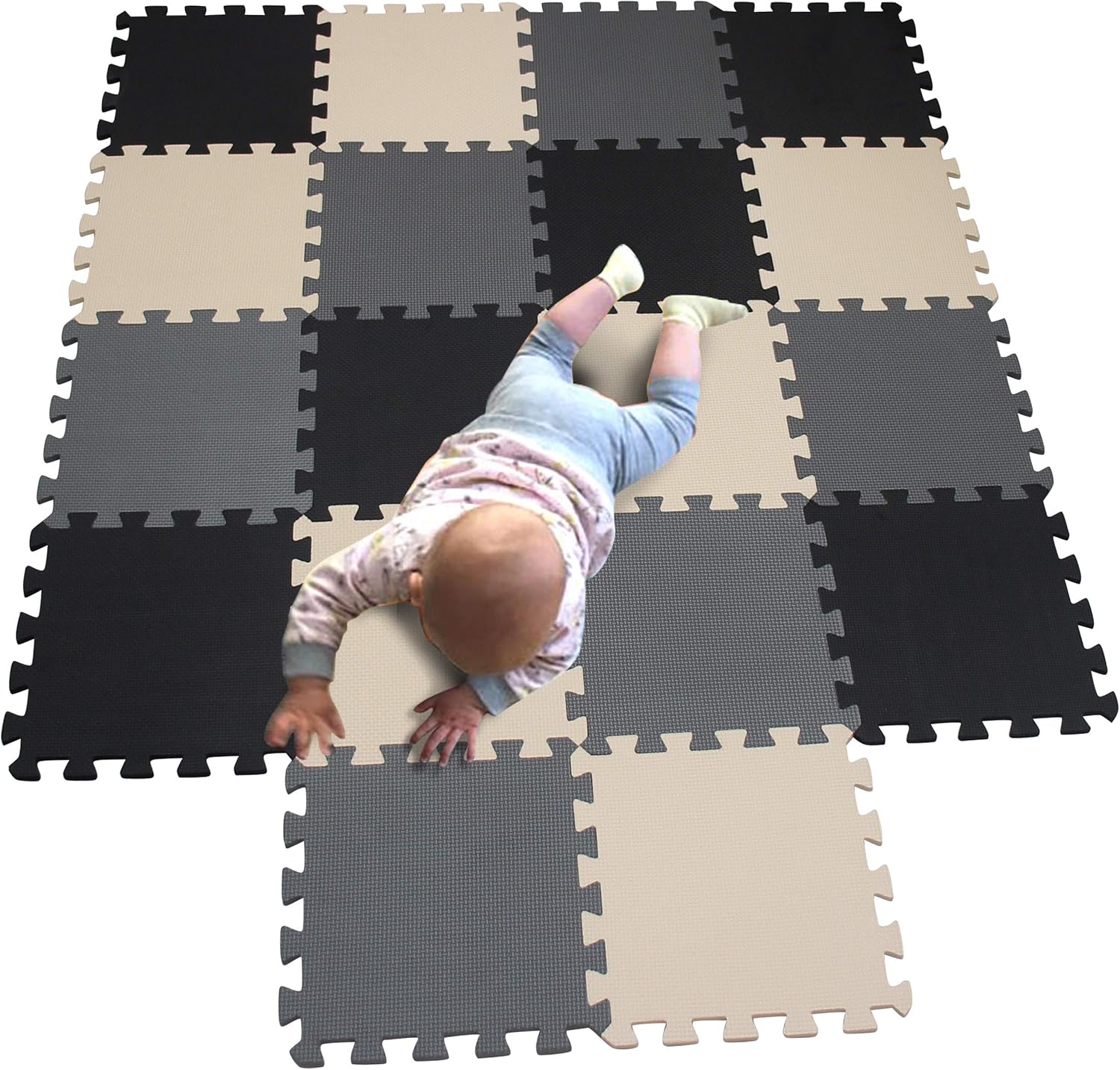 MQIAOHAM playmat Foam Play Tiles Interlocking Play mat Baby Play mats for Kids Floor mats for Children Foam playmats Jigsaw mat Baby Puzzle mat 18 Pieces Children Rug Crawl White Black Grey 101104112: Toys & Games