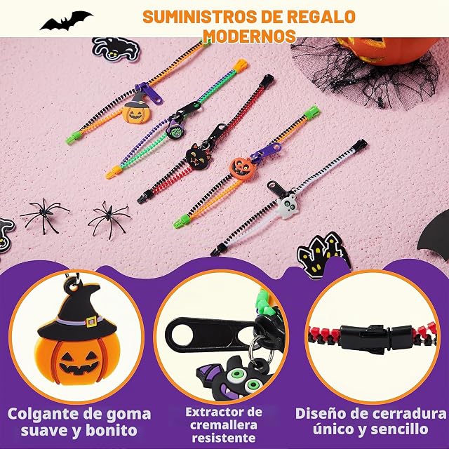 Foto 4 de 8 de JOYIN - Juego de 60 Pulseras con Cremallera para Halloween, Regalos de Fiesta para Niños, Juguetes…
