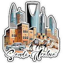 Saudi Arabia Sticker 4 Inch City Travel Souvenir Destination - Waterproof Vinyl Decal for Laptop Water Bottle Car Tumbler - Durable Aesthetic Long-Lasting Stickers for Adults ID44990