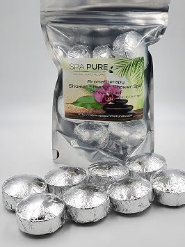 Spa Pure Stress Relief Aromatherapy Shower Bombs/Tablets 100% Natural/Organic Essential Oils - Transform Your Shower - Transform Your Mood 8 Count Pack of 1
