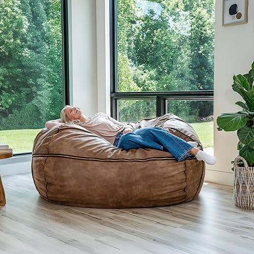 Miniatura 121 de Big Joe Fuf - Puf extragrande (XXL) relleno de espuma con funda extraíble, color niebla Lenox, poliéster tejido duradero, 6 pies, gigante Negro