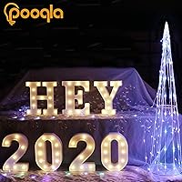 Vista 72 de Pooqla Letrero de Luces LED de Marquesina con Letras, Letra del Alfabeto Iluminada para Decoración del Hogar, Fiesta, Boda R