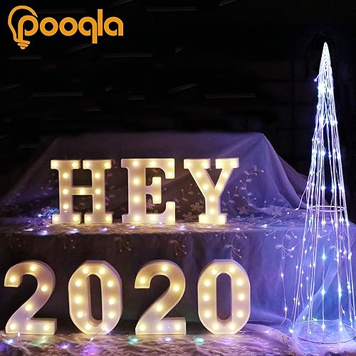 Miniatura 6 de Pooqla - Anuncio de letras del alfabeto con luces LED para decoración de bodas, cumpleaños, fiestas, Navidad, hogar, bar