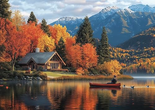 Serene Cottage - Rompecabezas de 1000 piezas con póster incluido, diseño único y colores vibrantes