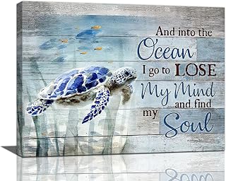 Sea Turtle Wall Art Turtle Pictures Wall Decor Inspirational Quotes Canvas Painting Print Ocean Artwork Modern Home Decor Framed for Living room Bedroom Bathroom Office 12"X16"