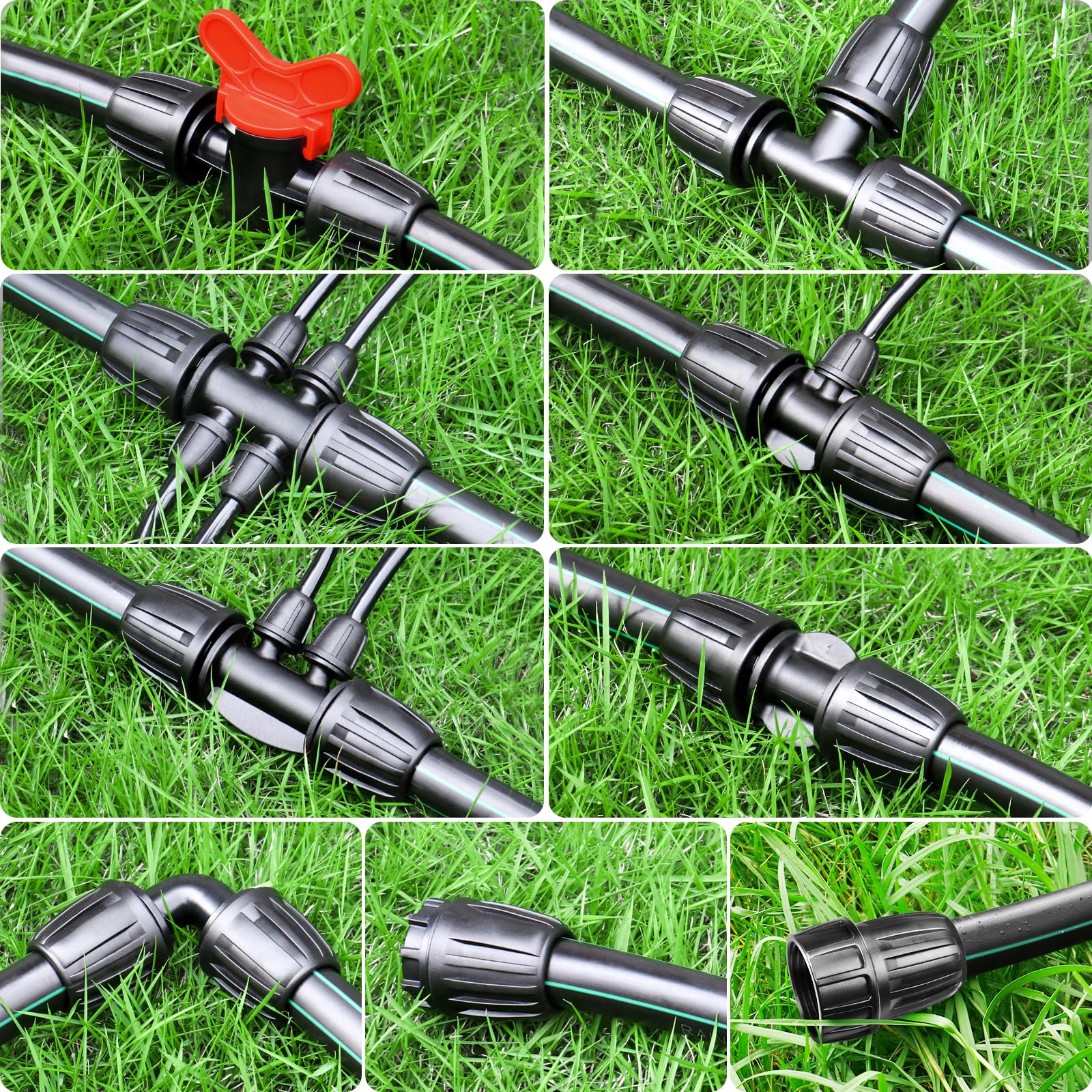 Kit de accesorios de riego por goteo de 1/2 pulgada: 20 conectores de tuerca bloqueada por goteo para tubos de riego por goteo de 1/2 pulgada (1/2 pulgada ID x 0.6-0.67 pulgadas OD) acoplamientos