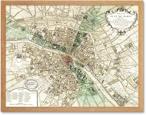 Amazon Co Jp Map Plan De Paris France Art Print Framed Poster Wall Decor 12x16 Inch 地図パリフランスポスター壁デコ ホーム キッチン