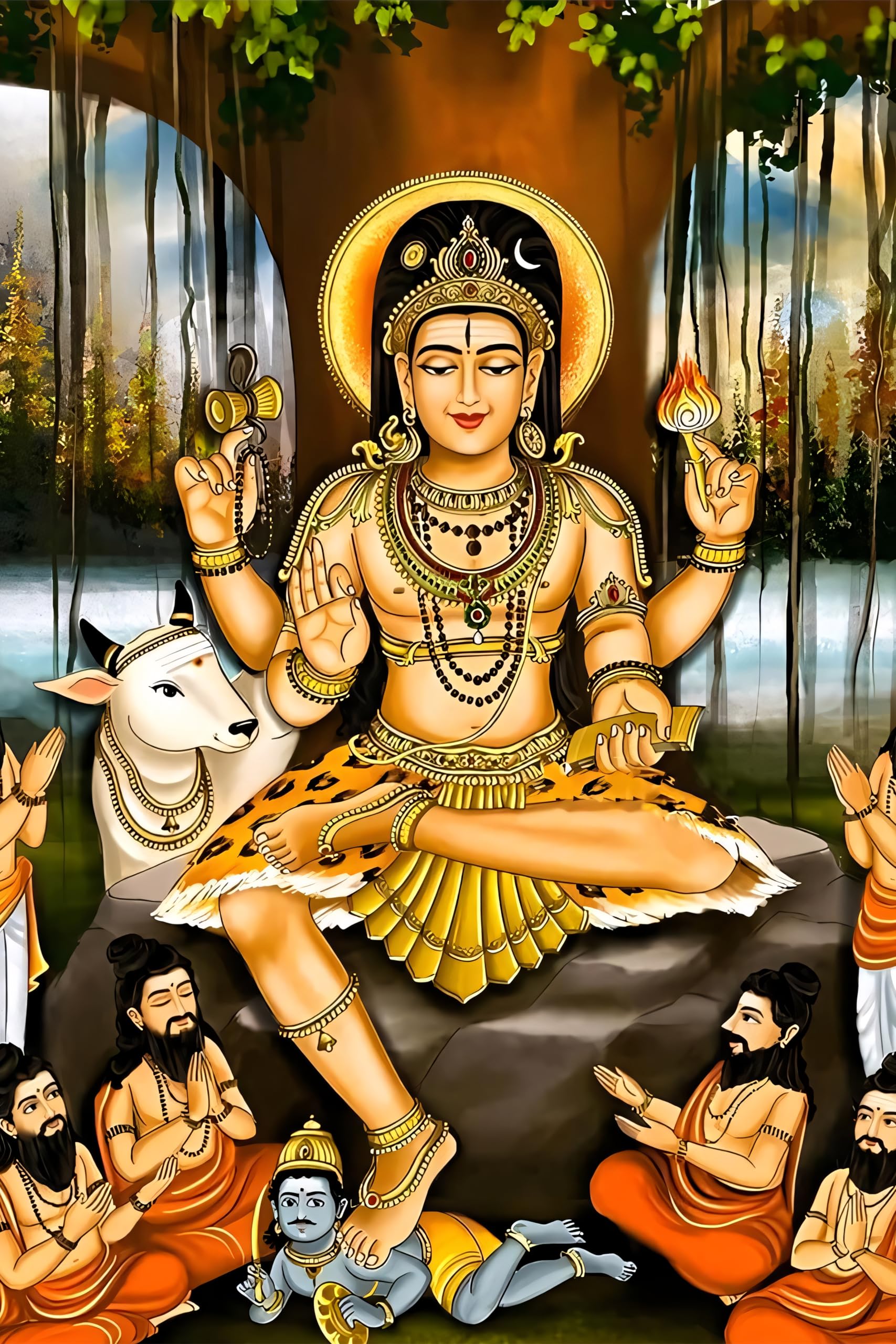 Dakshinamurthy Photo Wall Sticker | Dakshinamurthy Photo Big Size | Lord Dakshinamoorthy Poster | Guru Dakshinamurti Wallpaper | Sri Dakshina Murthy Wall Stickers for Pooja Room, Office Decor-image-24