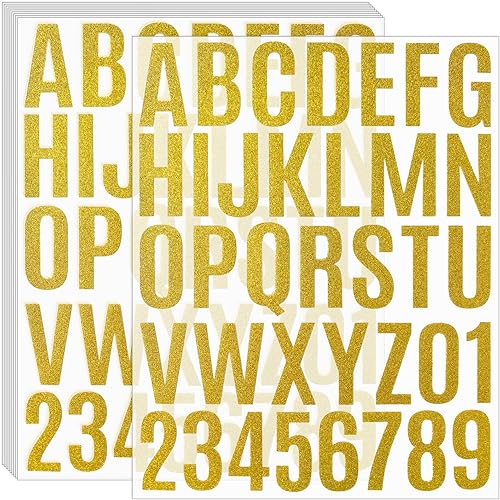 Waynoda 360 piezas de 10 hojas autoadhesivas de letras mayúsculas con purpurina dorada, letras adhesivas del alfabeto para manualidades, decoración