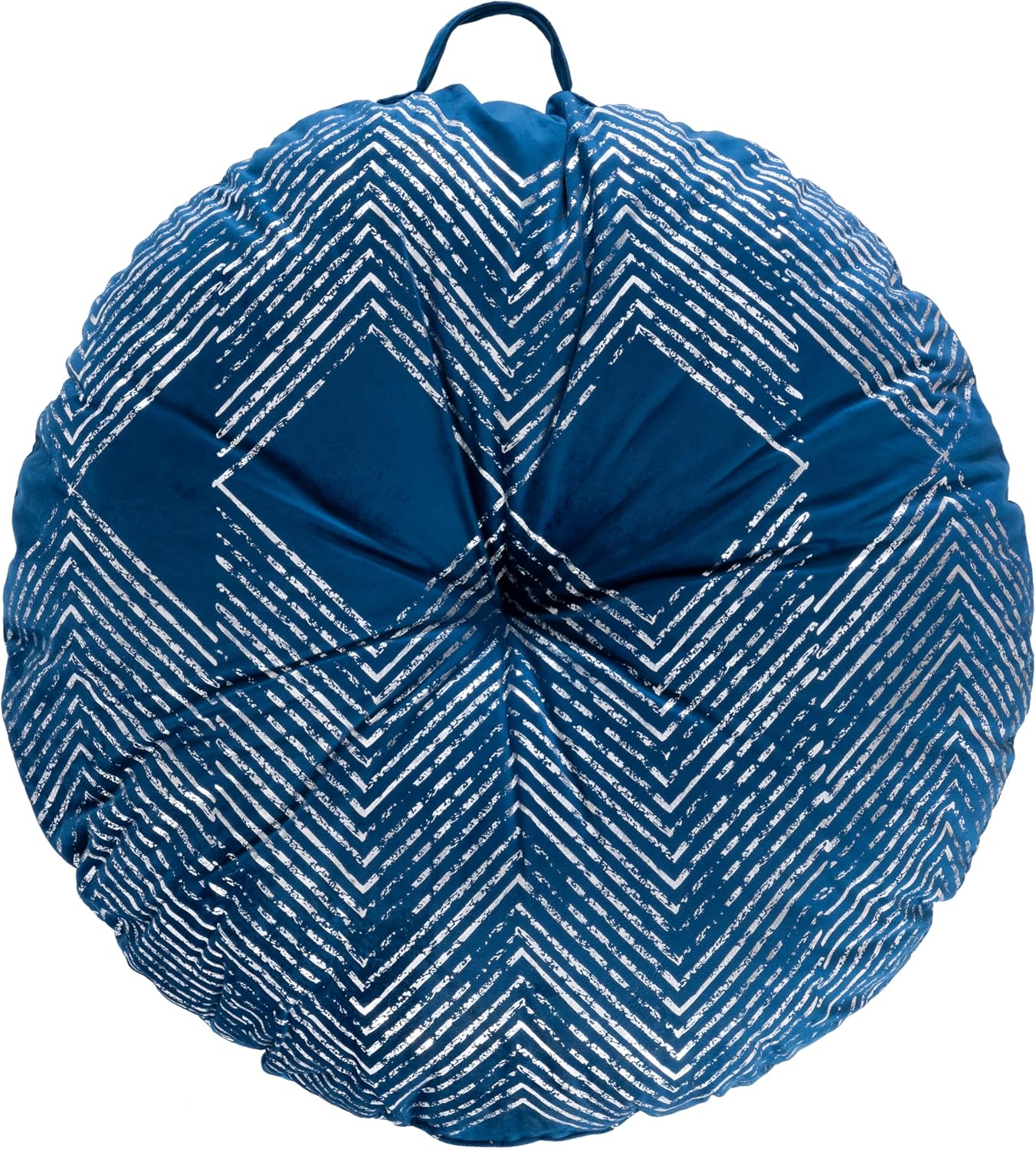 SAFAVIEH Home Collection Sarla Navy/Silver 26-inch Round Floor Pillow with Insert for Living Room Meditation Sofa Extra Seating