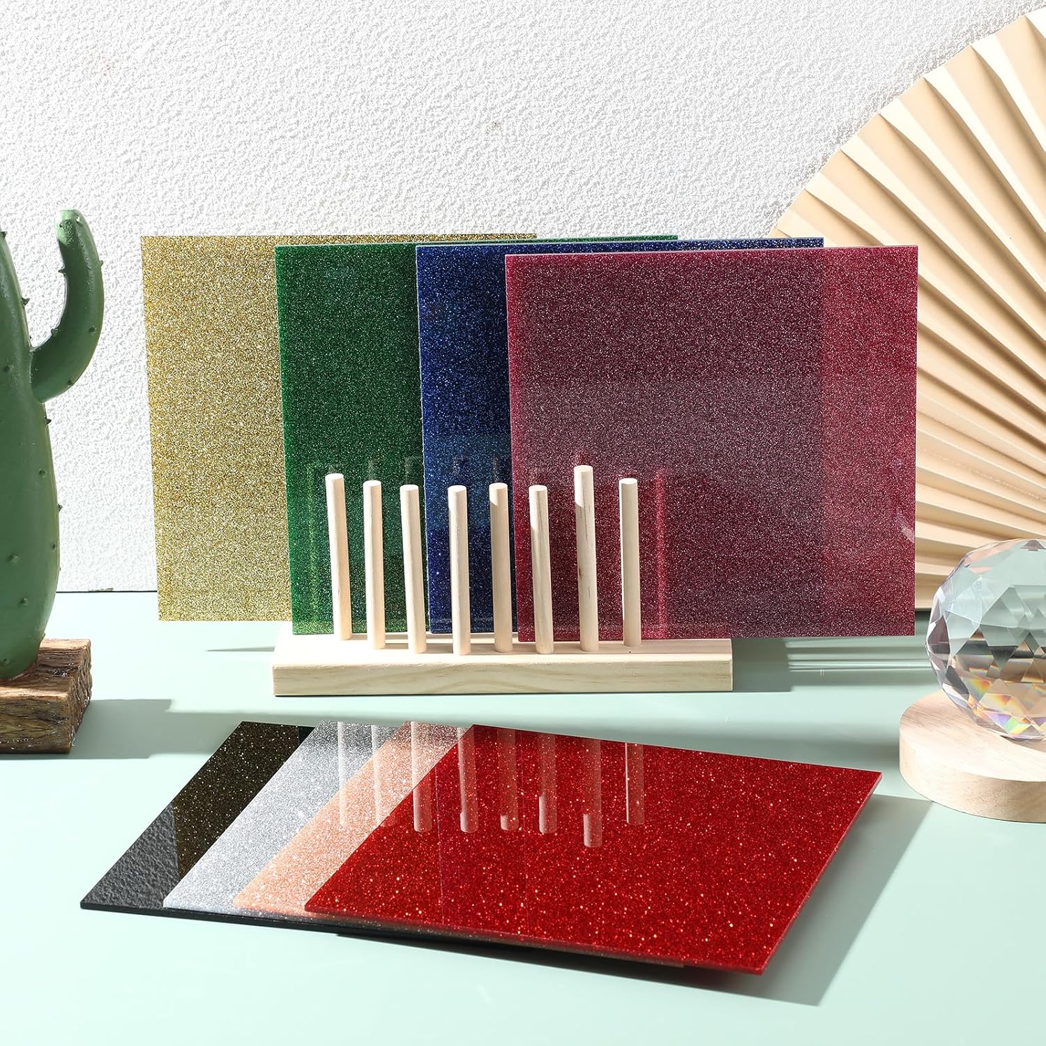 24 Pcs Cast Acrylic Sheets 0. 08'' Thick (2mm) Laser Cutting Colored, 8 x 8 Inch Acrylic Plastic Sheet Extruded for Crafts Art Display DIY