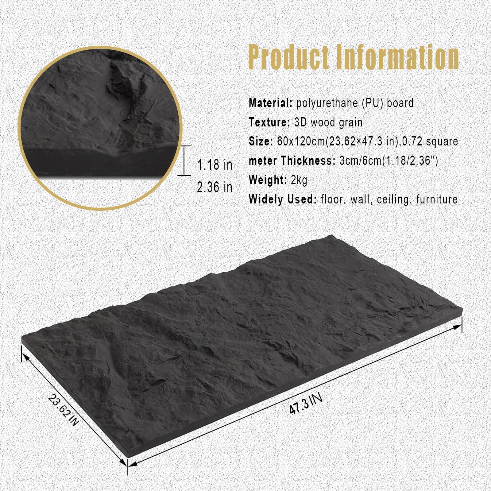 Paneles de pared de piedra sintética 3D, paneles decorativos de papel tapiz de ladrillo, revestimiento de revestimiento de aspecto de piedra sintética para decoración de pared interior (10 unidades, 3