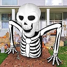 Joiedomi 5.5 FT Long Halloween Inflatables Outdoor Decorations, Skeleton Halloween Decor Blow Up Yard Decorations with LEDs, Inflatable Skeleton Ground Breaker for Outside Lawn Garden Decor