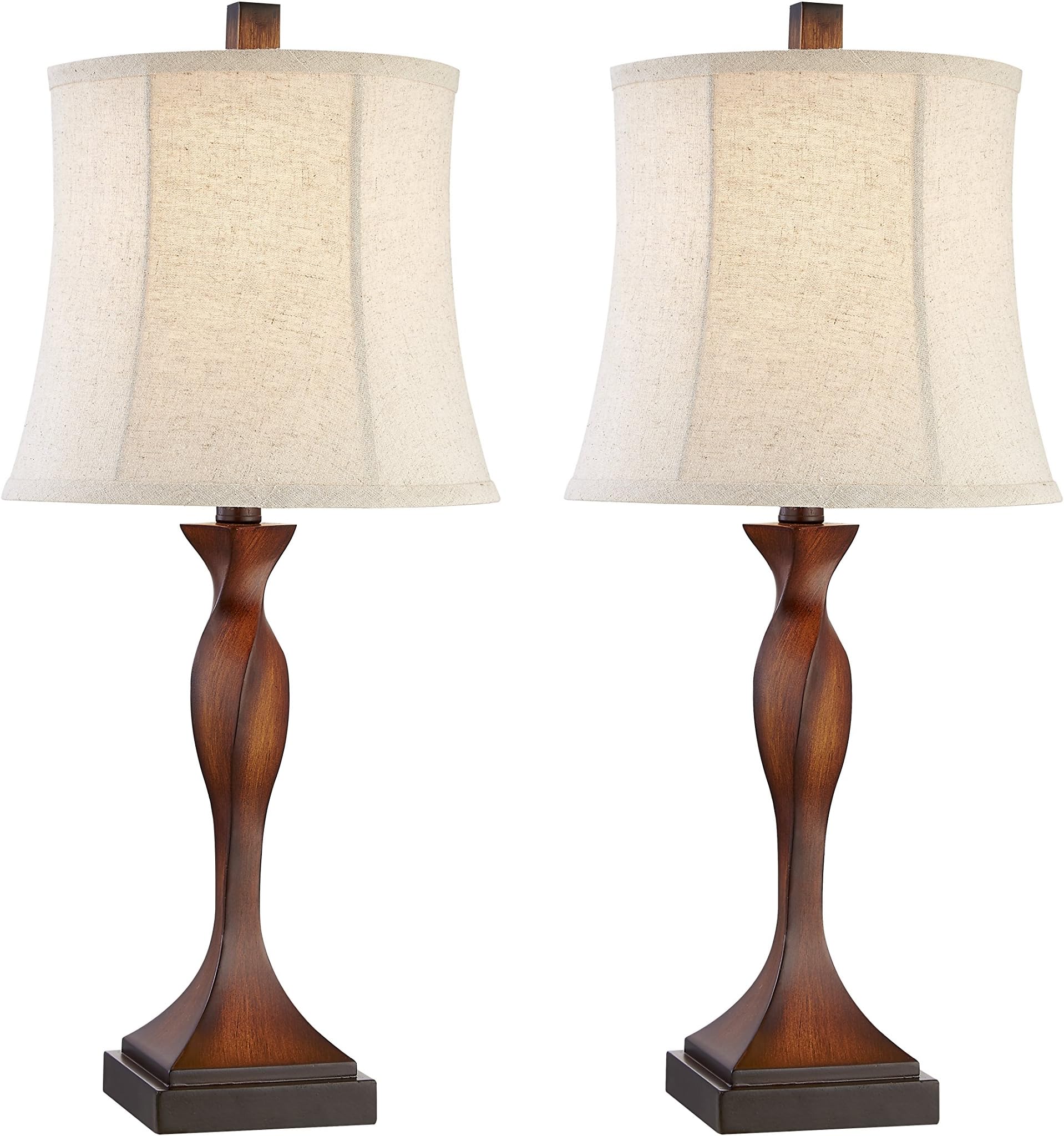 Table Lamp, DILI HOME Vintage Table Lamp Set of 2 Sturdy Plastic Base with Warm White Light Desk Lamp for living room, bedroom, kids room, reading room, hallway, office