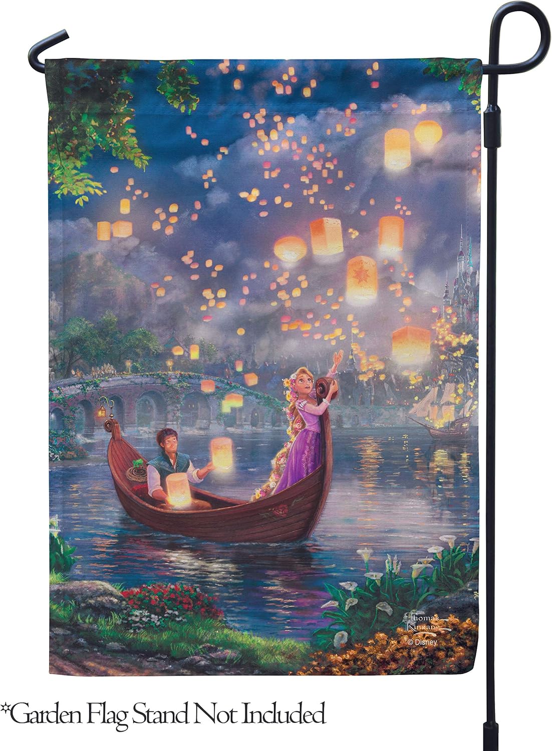 Flagology, Thomas Kinkade Disney Princess, Rapunzel, Tangled – Garden Flag 12" x 18", Outdoor/Indoor, Exclusive Premium Fabric, Officially Licensed Disney
