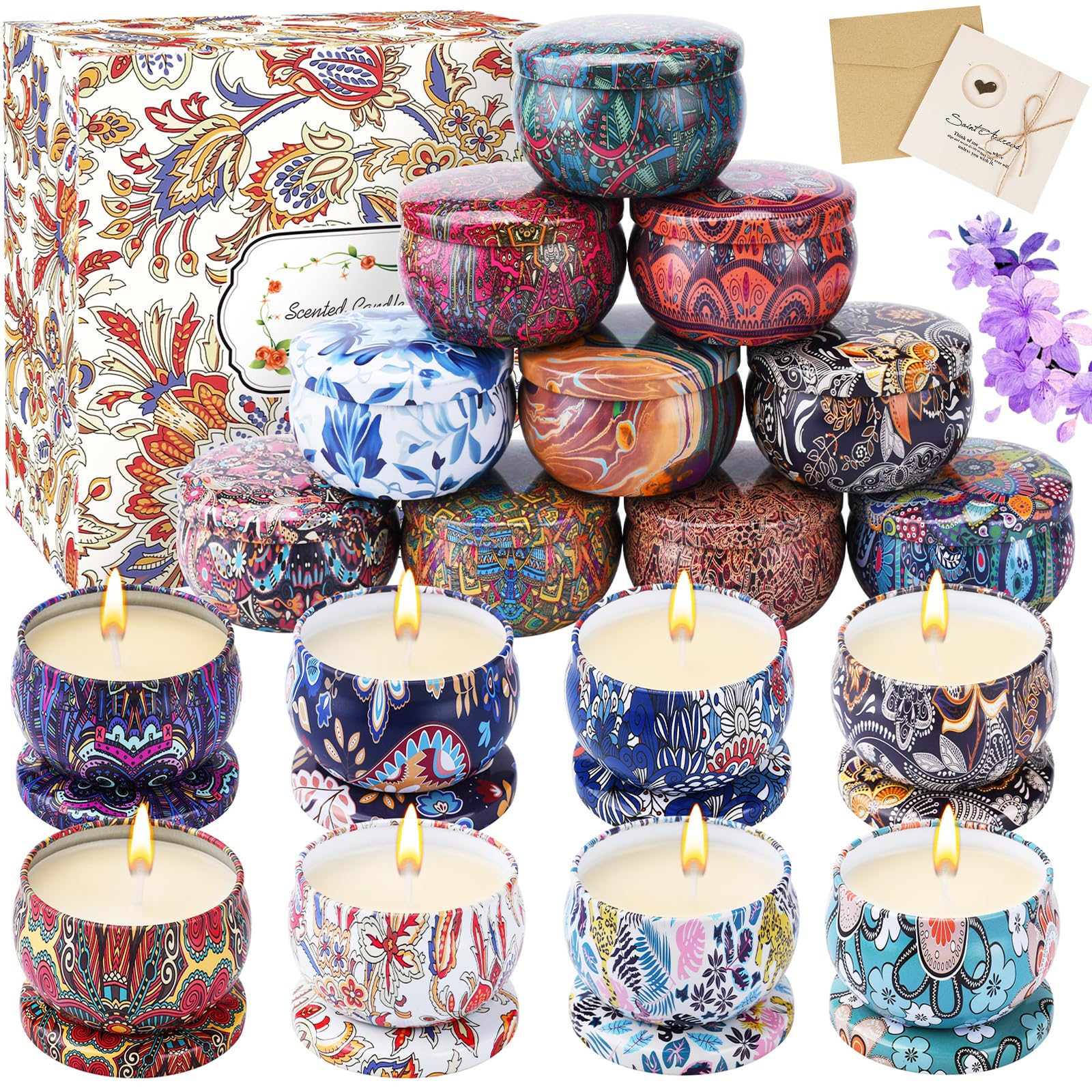 UCAMP Juego de Velas Perfumadas,Velas Decorativas(18 Piezas),Velas Aromáticas Cera de Soja Natural,Vela Aromática,Velas Aromáticas para Mujer,Para el Día de La Madre,Aniversario,Ducha,Yoga