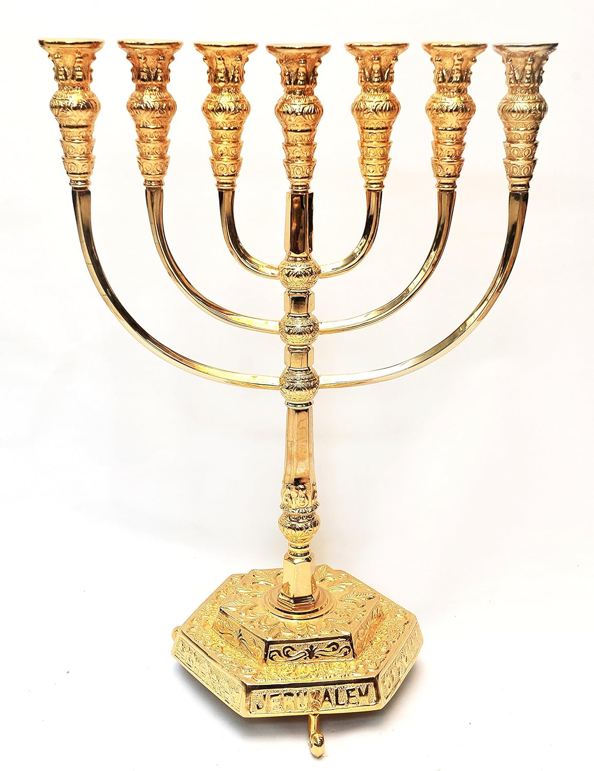 Large Menorah Gold Plated from Holy Land Jerusalem H/57 x W40 CM