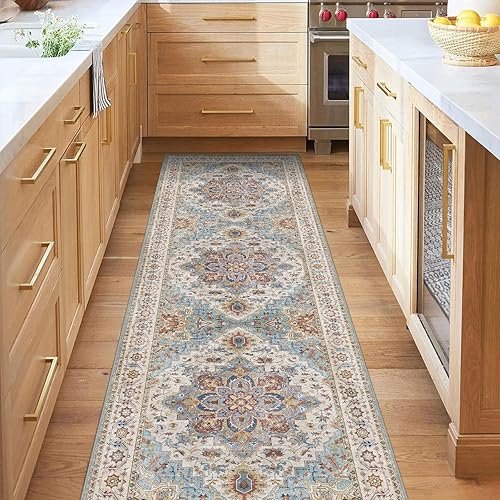 Miniatura 3 de Worxvell Alfombra de pasillo de 2 x 6 pulgadas, lavable, antideslizante, vintage, envejecida, con parte trasera de goma, para lavandería,