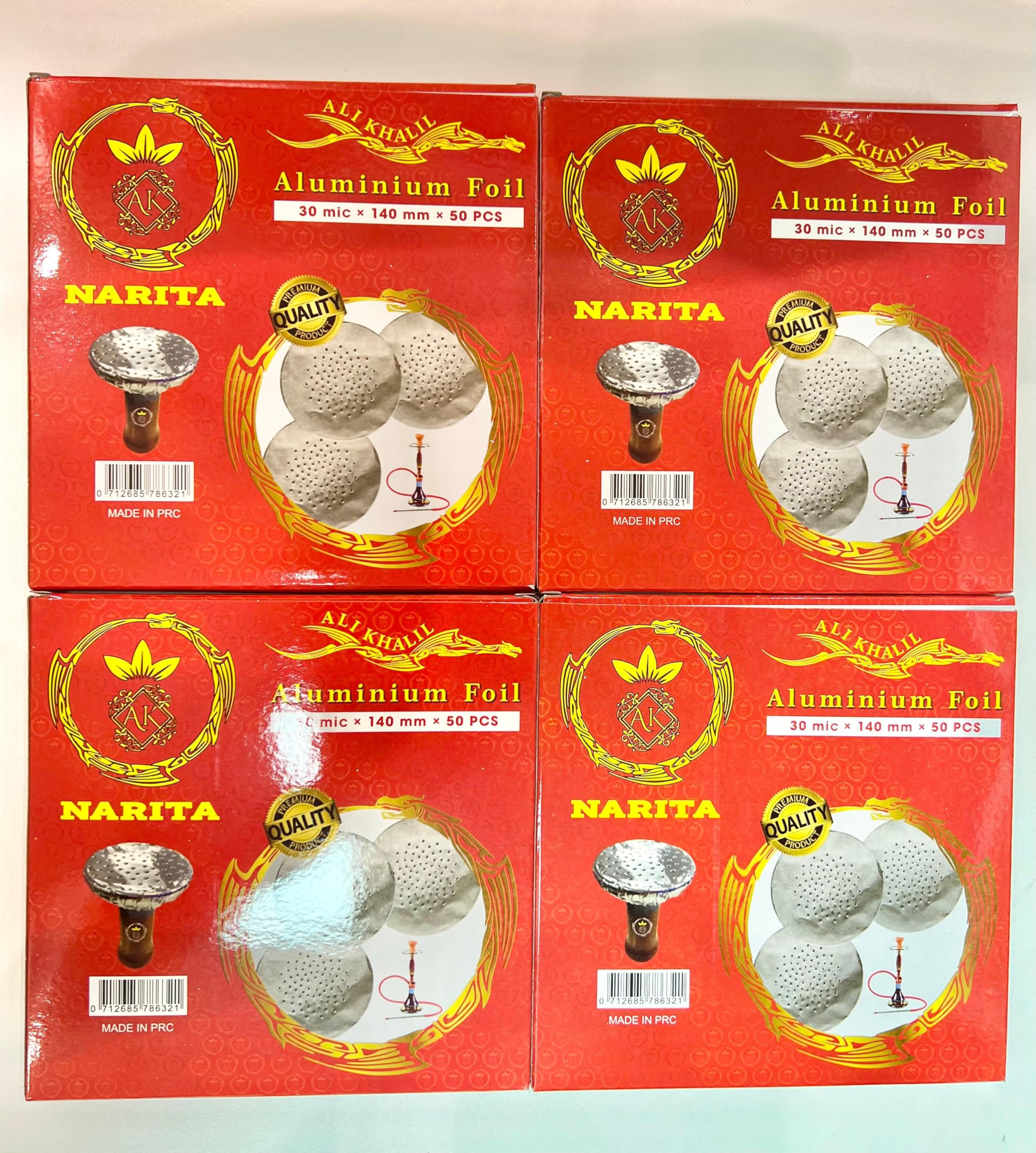 Harbour Delights - Narita Aluminium Hookah Foil - 30 Mic- 140 mm - Pack Of 4 (200 Pcs) For Hookah Shisha Precut Foils