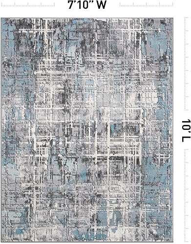 Miniatura 9 de Rugshop Alfombra de área suave abstracta envejecida resistente a las manchas, 5 x 7 pies, color azul