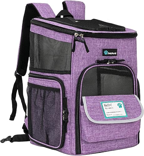 Miniatura 8 de PetAmi - Mochila para perros y gatos pequeños  Aprobado por aerolínea  Entrada ventilada de 4 vías, seguridad y soporte suave de espalda  Plegable