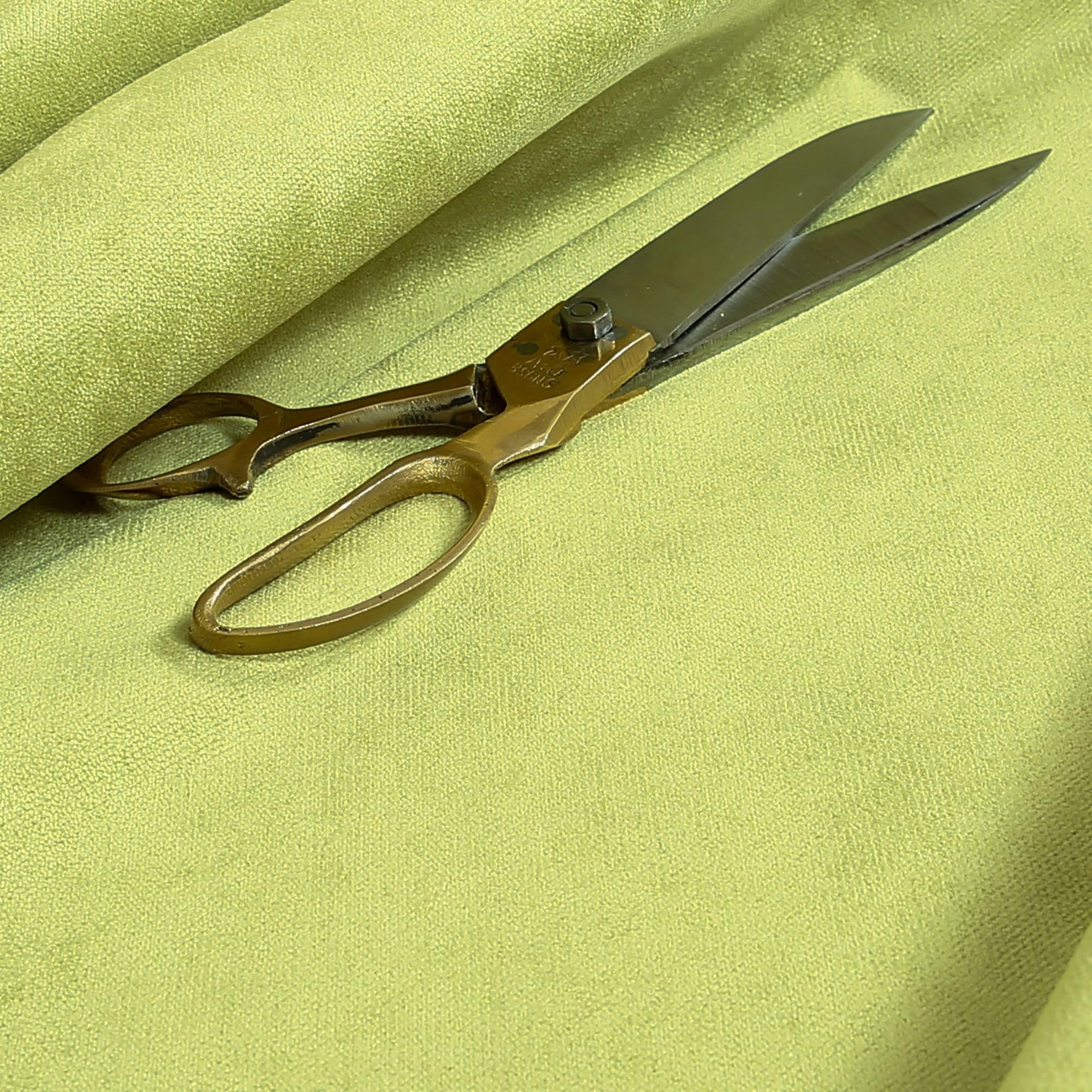 Redbrick Mill Fabrics Soft Velvet Upholstery Fabric, Fire Retardant Material for Curtains, Sofas, Furnishings Green Lime, 135cm Width (Per Metre)