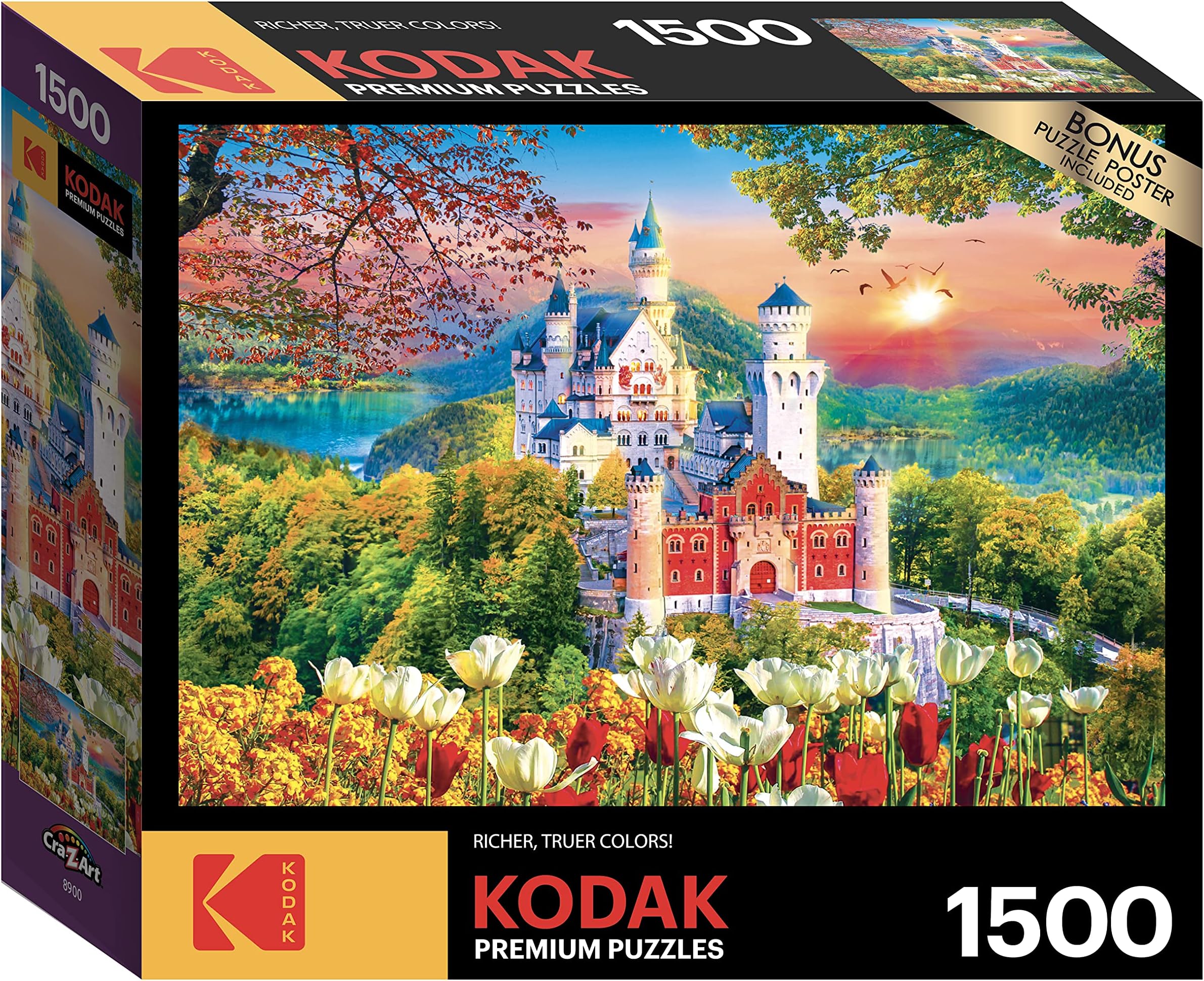 – Cra-Z-Art Kodak 1500 Pieces Puzzle – Famous Neuschwanstein Medieval Castle, Germany, Multicolor, Detailed & Challenging Jigsaw Puzzle for Adults & Teens - 8905AA