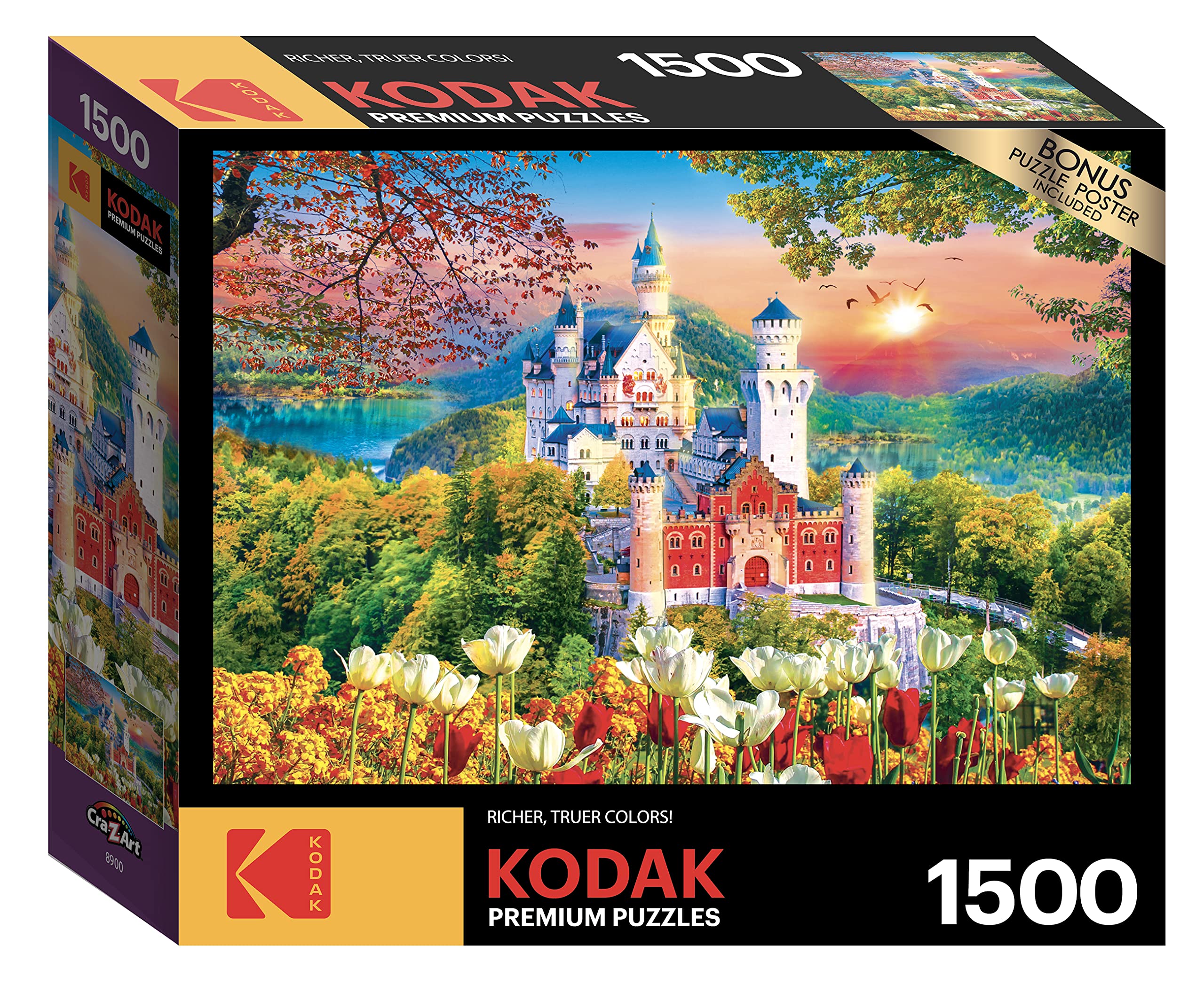 Cra-Z-Art Kodak 1500 Pieces Puzzle – Famous Neuschwanstein Medieval Castle, Germany, Multicolor, Detailed & Challenging Jigsaw Puzzle for Adults & Teens - 8905AA