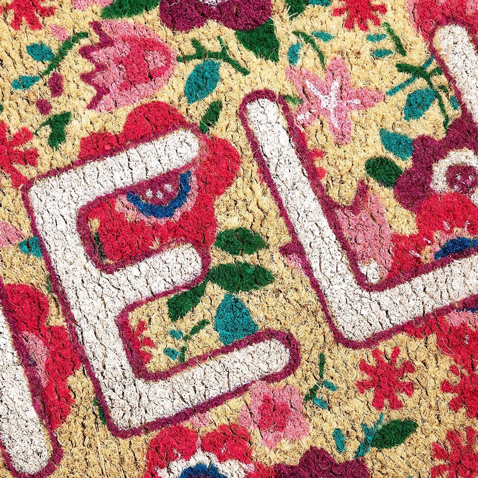 Juvale Paillasson en fibre de coco avec fleurs Motif floral Hello 76,2 x 43,2 cm