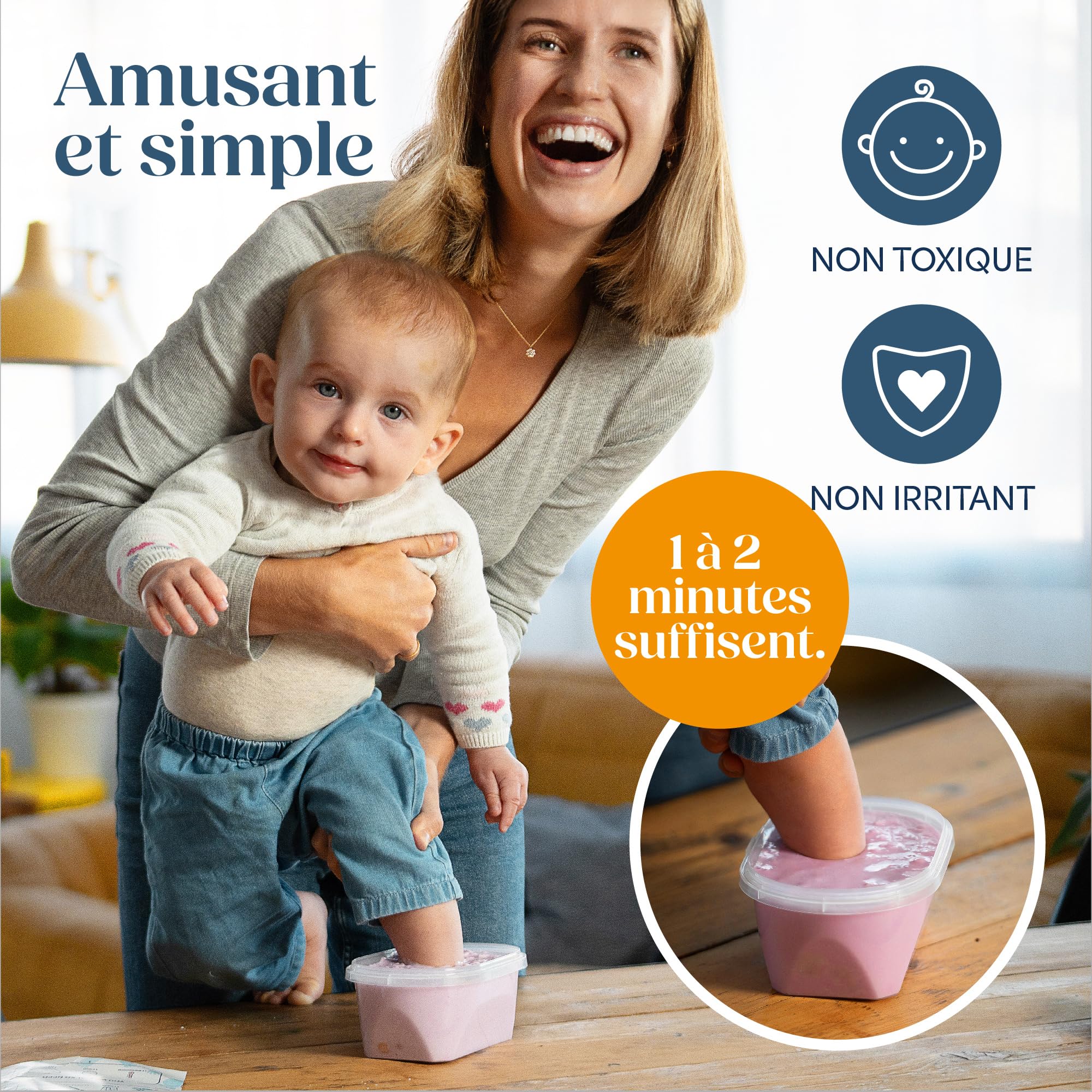 Niimo® Kit de Moulage Main et Pied Bébé 3D - Non Irritant et Non Toxique avec 2 Sachets d’Alginate et 2 Sachets de Poudre de Moulage, Cadeau Souvenir Personnalisé, Capacité 2 Moulages