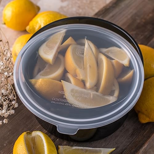 Miniatura 5 de Recipientes Carlisle de color liso, de forma redonda, con tapas, capacidad de 1,24 cuarto de galón, Negro, 1