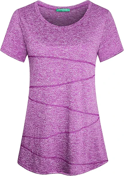 Workout Tops for Women Short Sleeve Shirts for Women Quick Dry Line Decor Yoga Tops