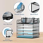 5-Tier Plateau de lettre de l'organisateur de papier avec support de stylo, organisateur de fichiers Mesh Desk avec poignée, stockage de fichiers pour bureau, maison ou école, noir