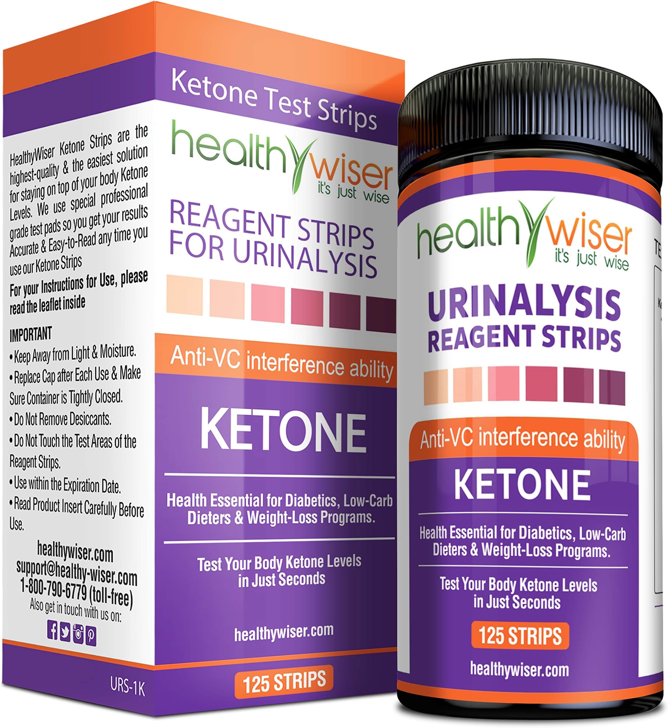 Healthywiser Ketone Strips + Bonus Alkaline Food Chart