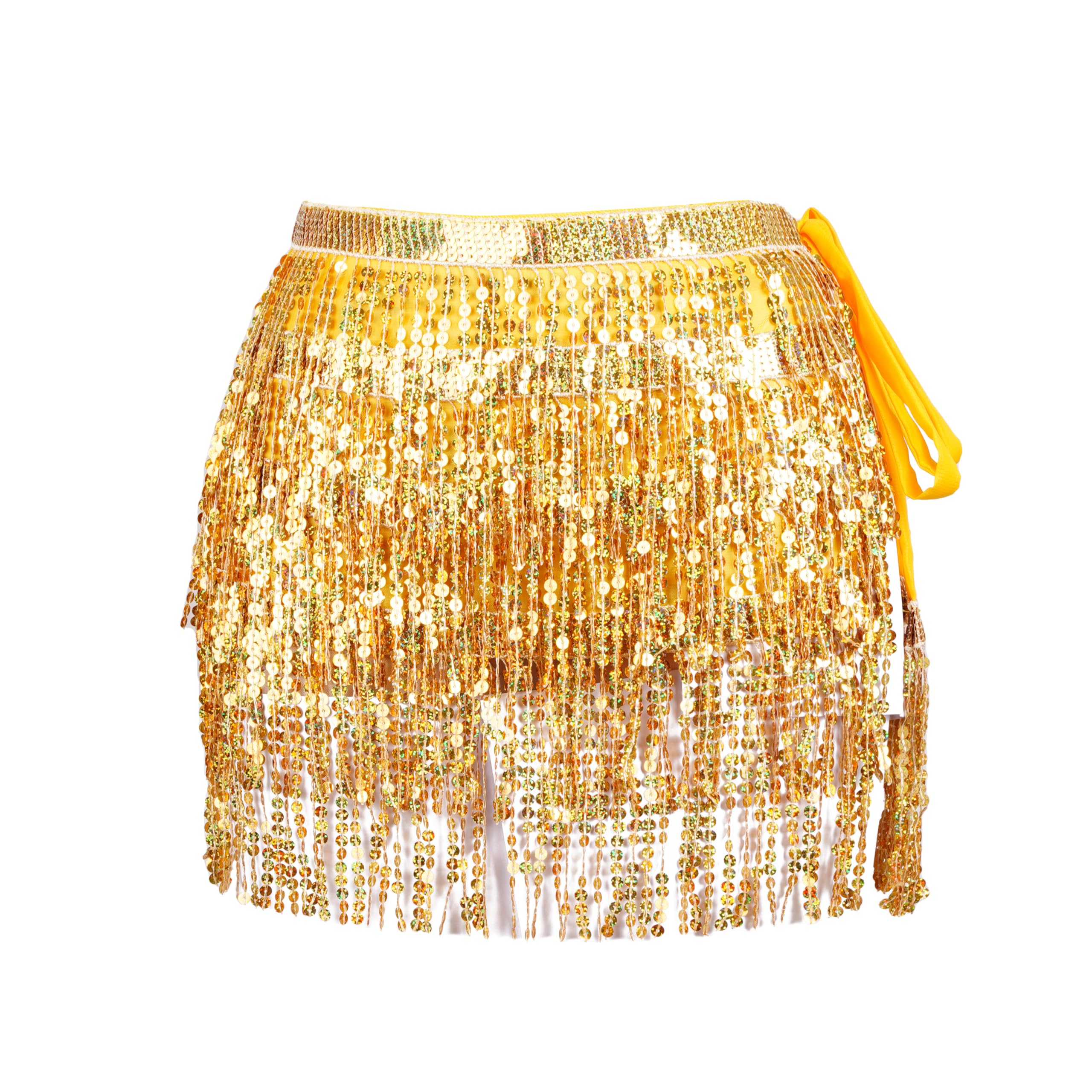 Sequin Wrap Skirt Belly Dance Hip Scarf Tassel Skirt Sparkly Fringe Skirts Rave Costume for Women