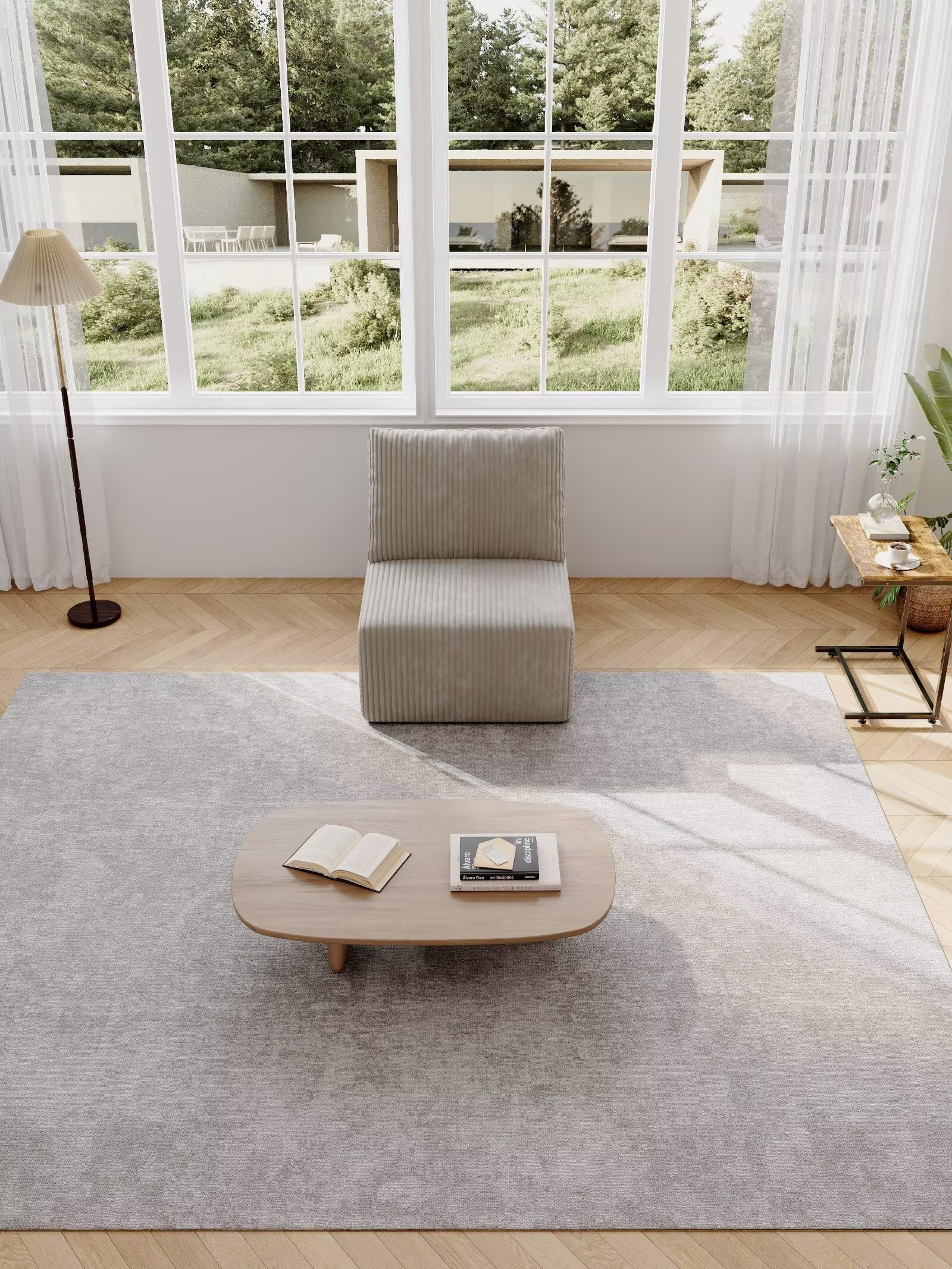 Boneless Cloud Sectional Couch for Living Room Compressed Modular L-Shaped Sofa with Deep Seat Frameless Corduroy Couch in