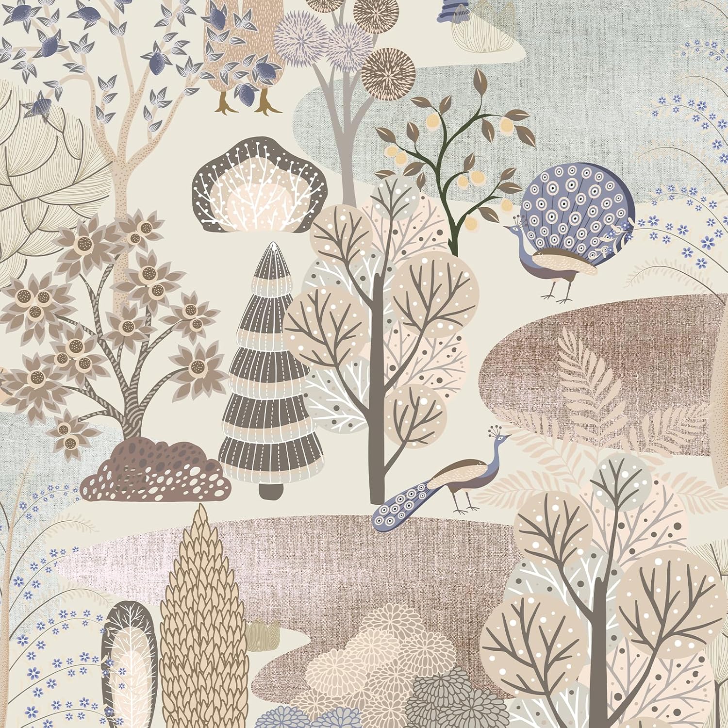 Kitico Boho Peel and Stick Wallpaper, Vintage Forest Pattern, Self Adhesive Removable Contact Paper for Bedroom,Bathroom, Kitchen and Furniture Renter Friendly Wall Paper 17.3" x 80"