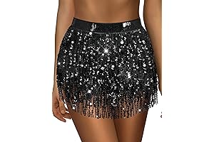 Colorful Sequins Black Skirts