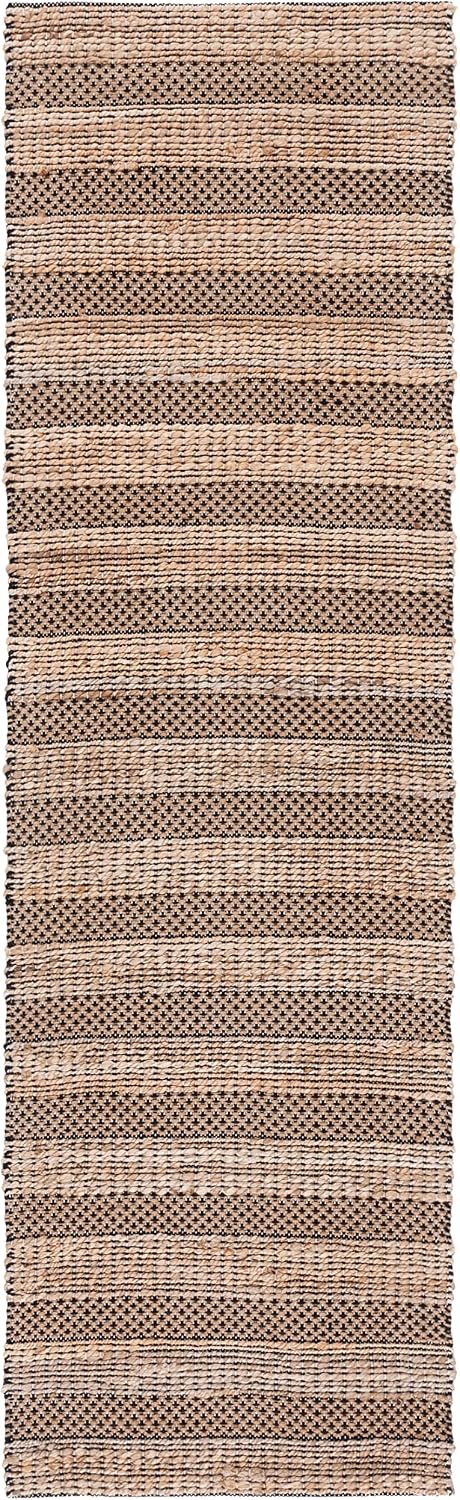 SAFAVIEH Natural Fiber Collection Runner Rug - 2'3" x 8', Black & Natural, Handmade Boho Farmhouse Rustic Jute & Cotton, Ideal for High Traffic Areas in Living Room, Bedroom (NFB654Z)