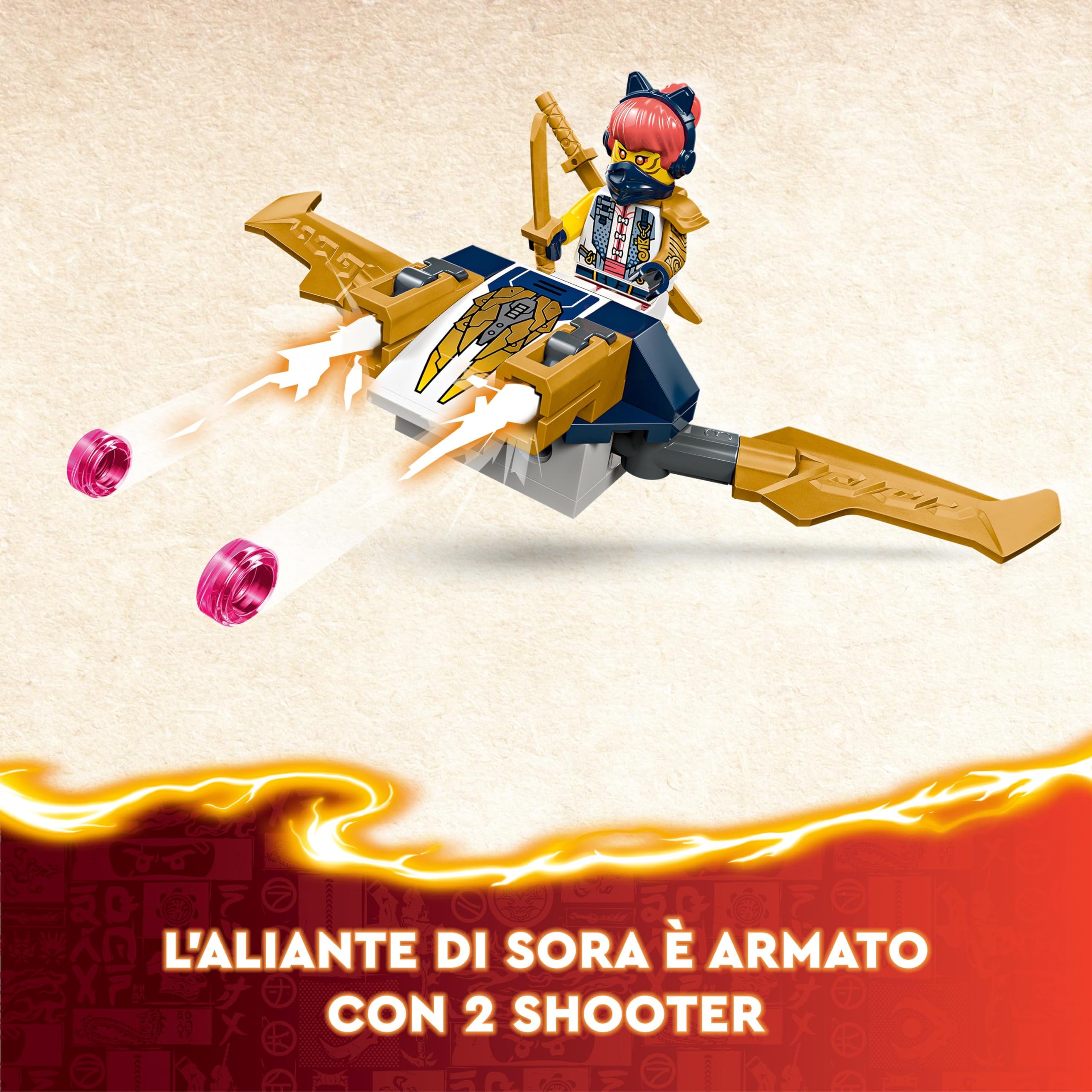 LEGO NINJAGO Cingolato del Team Ninja, Veicolo Giocattolo 4 in 1 con 2 Moto, Aliante e Macchina Fuoristrada da Costruire, Giochi d'Avventura per Bambini e Bambine da 9 Anni con 6 Minifigure 71820
