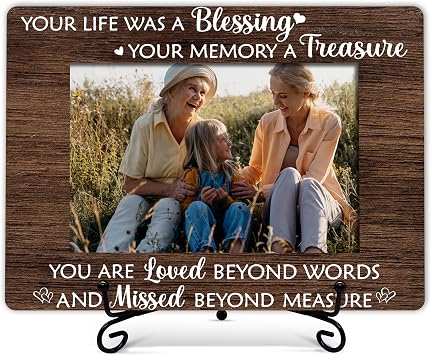 Gihyan Memorial Picture Frame, Your Life Was A Blessing Photo Frame, Sympathy Gift For Loss Of Mother Father, In Memory of Loved One Bereavement Gifts, Home Office Remembrance Frame With Stand -01