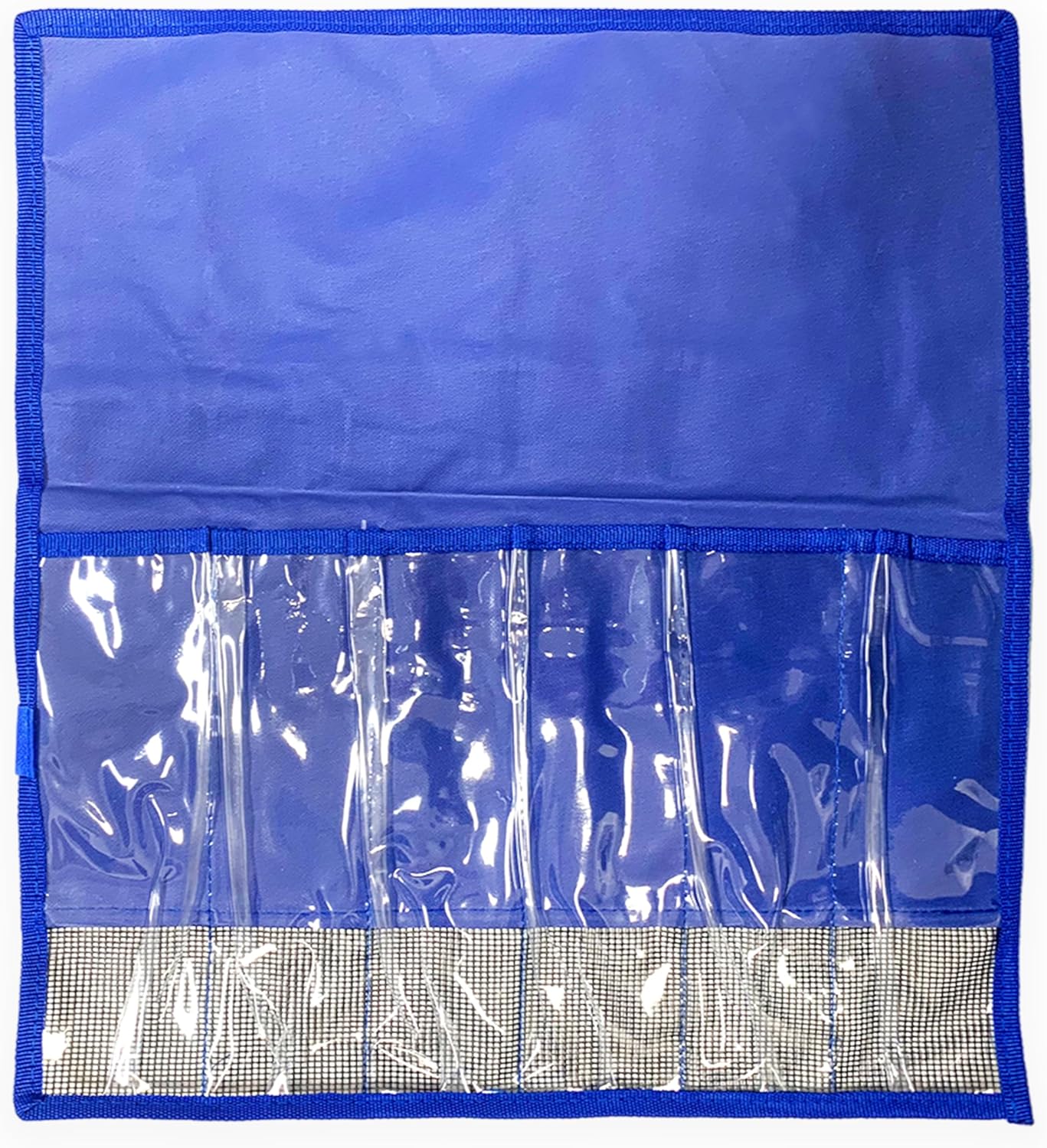 6-Pocket Mesh Lure Bag, 4 Pcs Blue Multi-Compartment, Ideal for Offshore Anglers & Trolling Gear