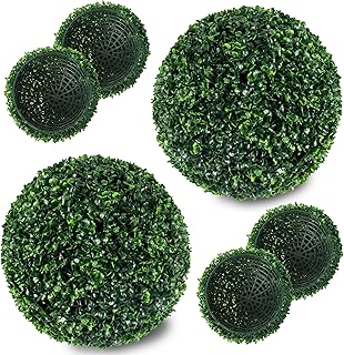 Ogrmar 2 PCS 13.7 inch 2 Layers Artificial Plant Topiary Ball Faux Boxwood Decorative Balls for Backyard, Balcony,Garden, Wedding and Home Décor (13.7 Inch)