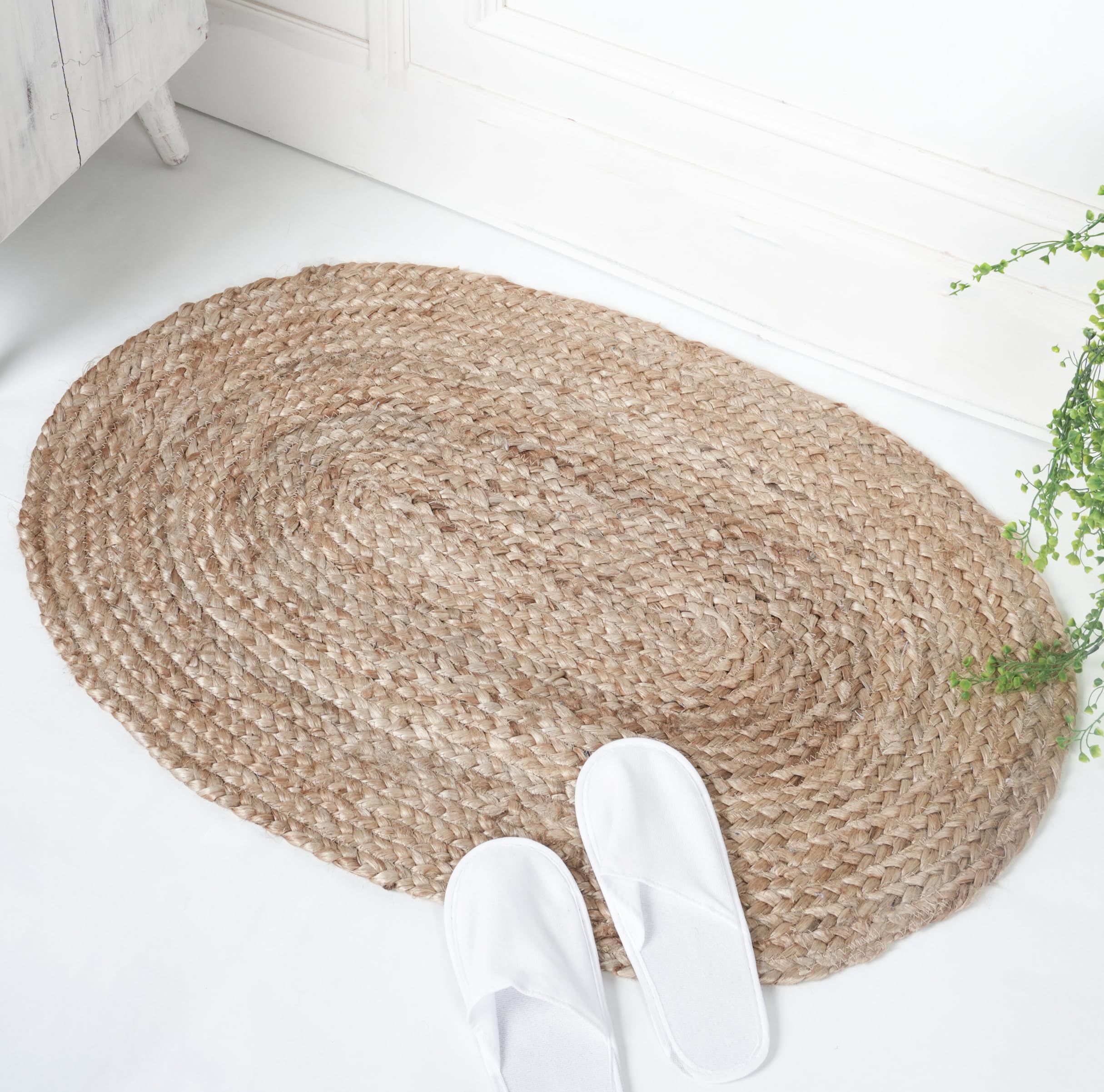Vipanth Exports Jute-Teppich Für Wohnzimmer, Rund, 60 X 60 Cm, Schwarz
