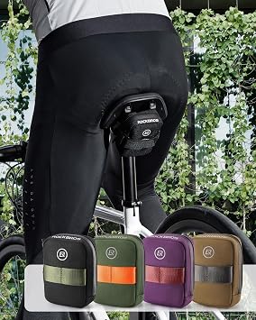 ROCKBROS Bicycle Saddle Bag Road Bike Bag Mini Size Bicycle Bag Small Compact Ultra-light Storage Convenient Reflective Material Easy to Install Black | Reflective Easy Installation Black