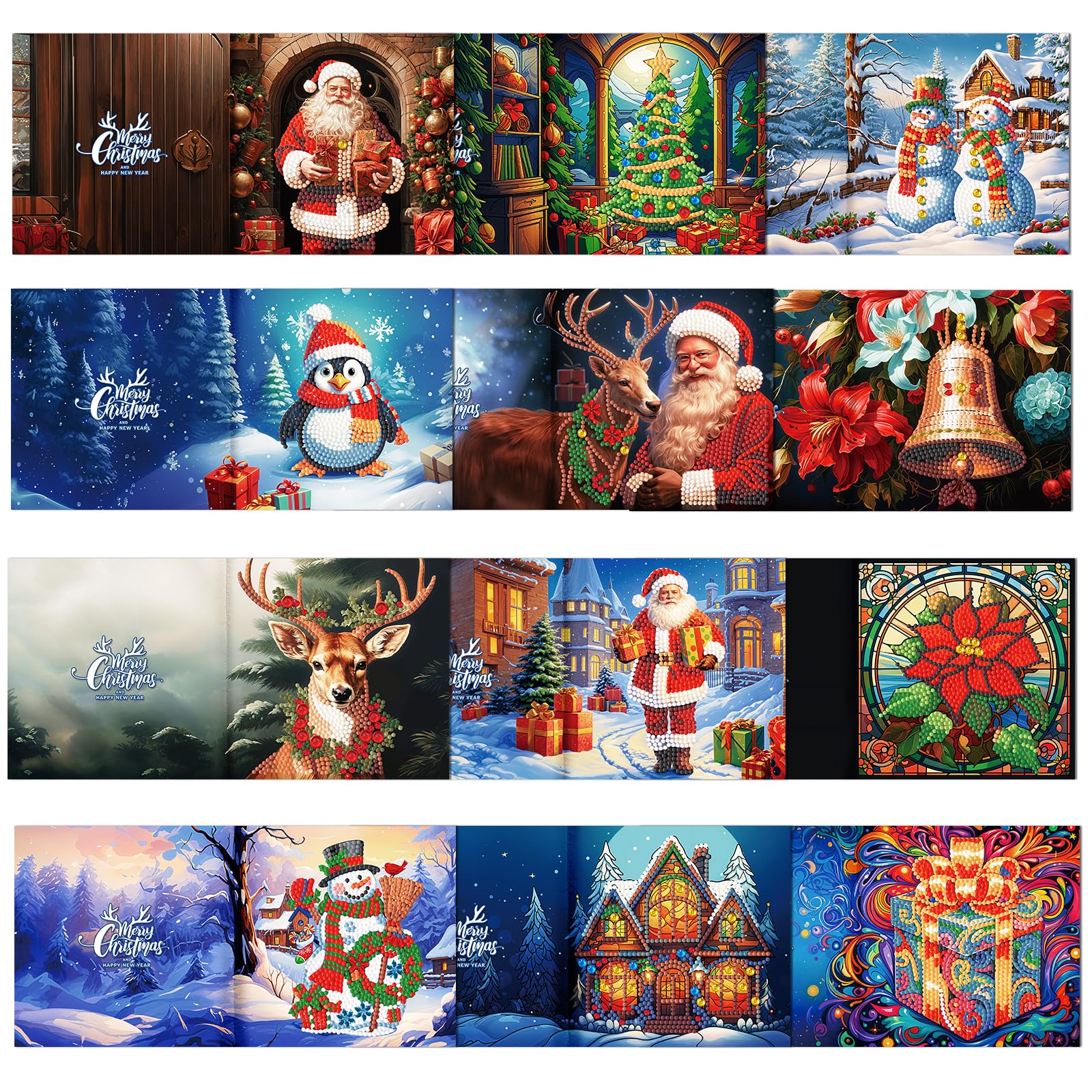 ycyingcheng 5D Christmas Greeting Cards, DIY Special-shaped Diamond Painting Greeting Cards Kit, Diamond Art Postcards with Envelopes