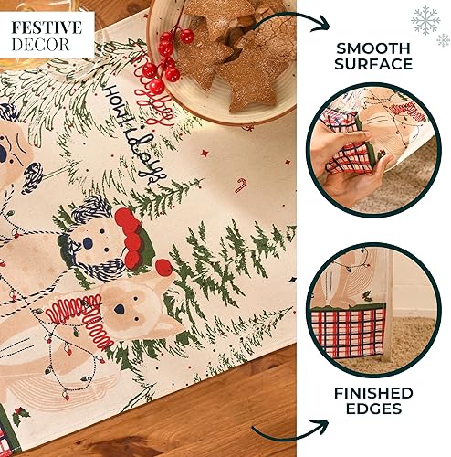 Miniatura 4 de Folkulture Camino de mesa de Navidad de 90 pulgadas de largo para decoración de Navidad de interior para el hogar, camino bohemio 100% algodón para