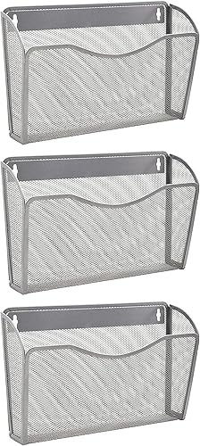 Miniatura 8 de EASEPRES Paquete de 6 soportes de archivos de malla para colgar en la pared, organizador vertical de bolsillo para archivos de pared para oficina y